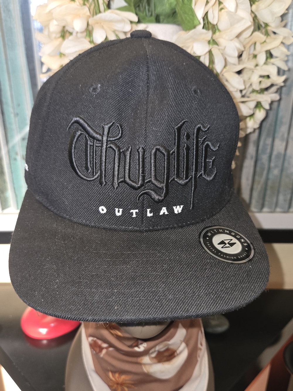 Black Outlaw Embroidered Snapback Hat